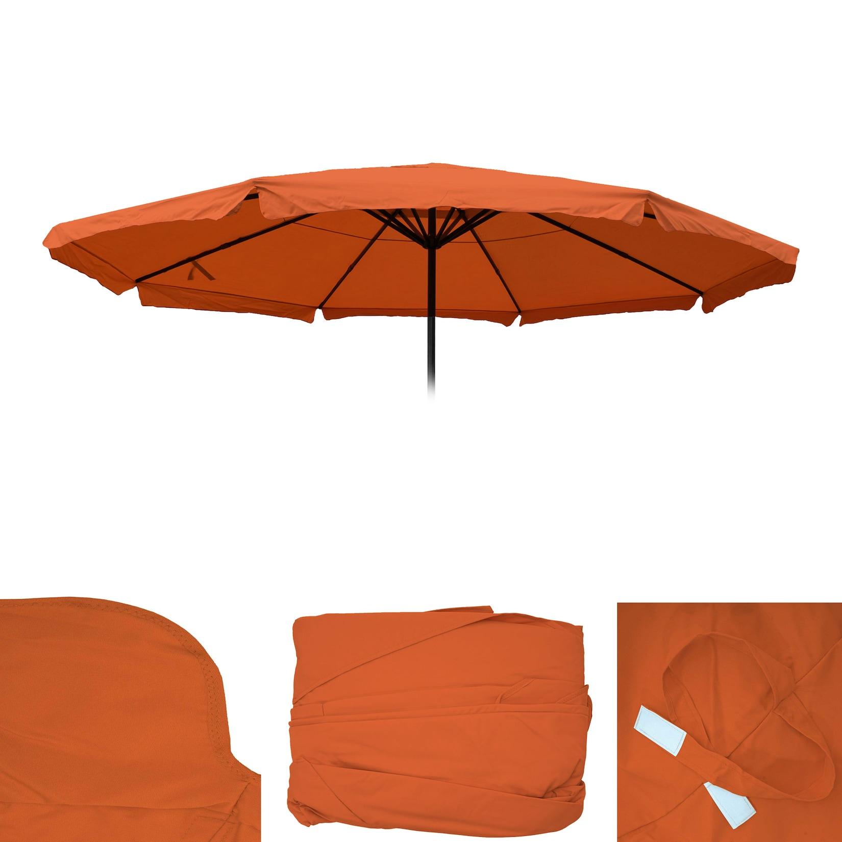 Ersatz-Bezug für Sonnenschirm Carpi Pro, Gastronomie Marktschirm mit Volant Ø 5m, Polyester ~ terracotta
