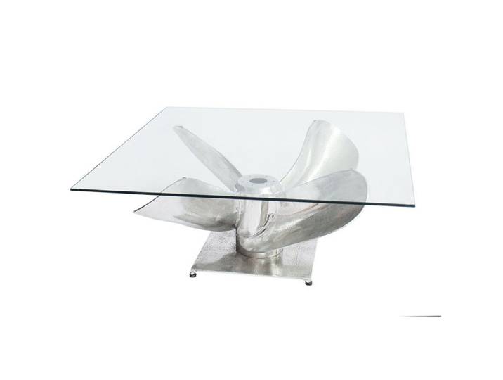 LebensWohnArt Couchtisch Design Couchtisch ELICA 80x80cm silber Aluminium Schiffsschraube