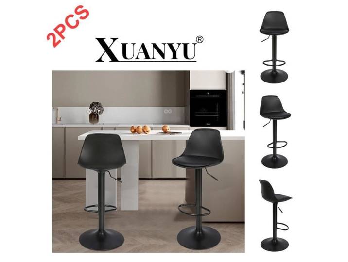 Tabouret de Bar - XUANYU - Réglable - Cuir synthétique - 360° - Lot de 2
