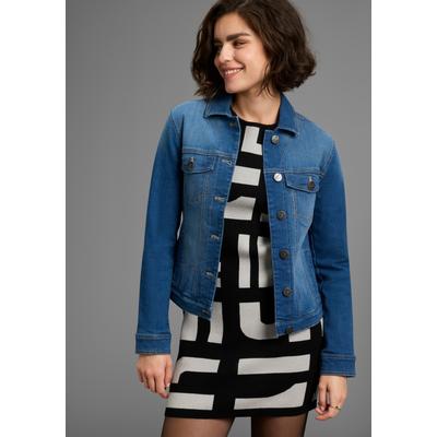Jeansjacke ARIZONA, Damen, Gr. 36, blau (blau used), Denim/Jeans, Obermaterial: 98% Baumwolle, 2% Elasthan, Basic, figurbetont kurz, abgestepptes Bündchen mit Knöpfen, Jacken Jeansjacke, aus Baumwollmischung, figurbetont, in Stretch-Qualität