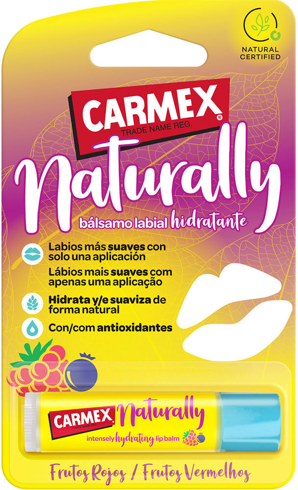 Carmex Naturally bálsamo labial hidratante stick #Frutos rojos