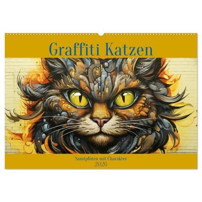 Graffiti Katzen (Wandkalender 2026 DIN A2 quer), CALVENDO Monatskalender