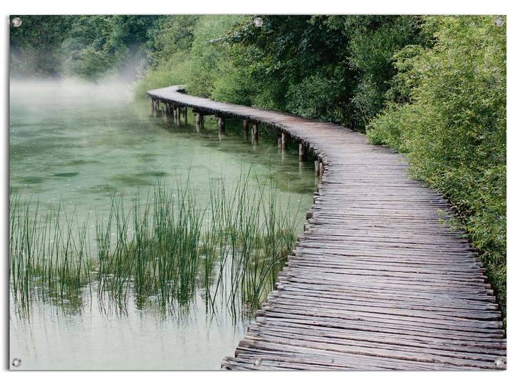Poster REINDERS Steg am Ufer , grün (farbe bild(er): grün), B:140cm H:100cm T:0,1cm, Leinwand, Bilder, Poster, leichtes und wasserfestes Gartenposter für den Ausseneinsatz