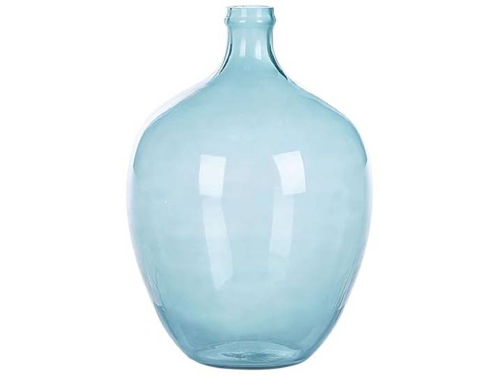Runde Blumenvase aus gefärbtem Glas handgefertigt hellblau 39 cm Roti