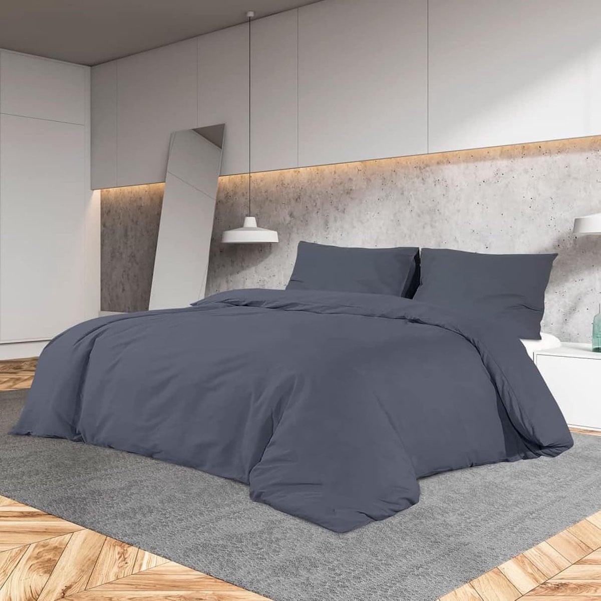 Dekbedovertrek Set Antraciet - Lichtgewicht Beddengoed - 220 x 240 cm
