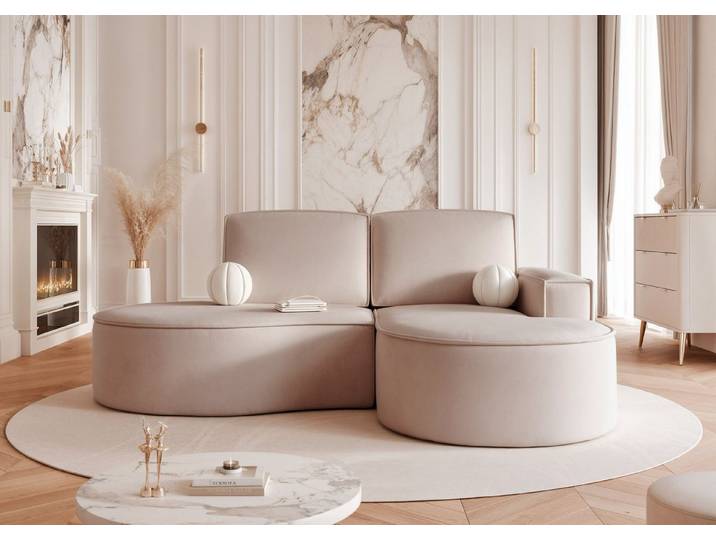yourhouse24 Ecksofa Kompakte Design-Couch SOFIA L – Organischer Look & Bonell-Federung