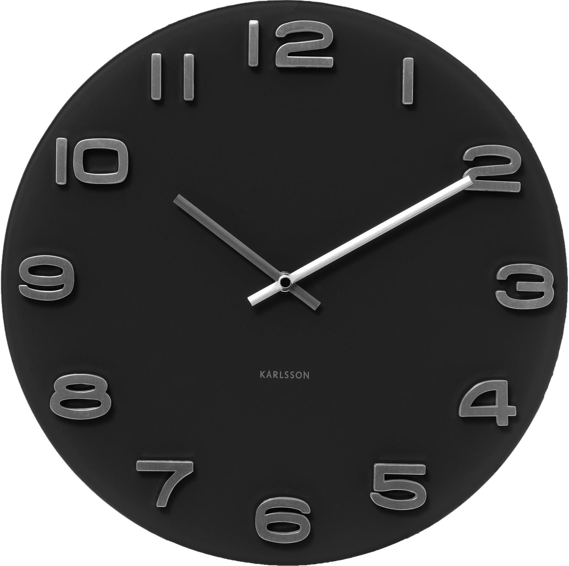 Wanduhr KARLSSON "Vintage Round", schwarz, Wanduhren, Ø 35cm, Wanduhr, T:4cm schwarz Ø 35cm