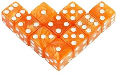 Inspired Finds 16mm Marble Style D6 Dice Set For Board Games And Math Activities orange