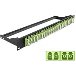Delock 19? LWL Patchpanel 24 Port LC Quad lindgrün, Server Zubehör, Grün, Schwarz