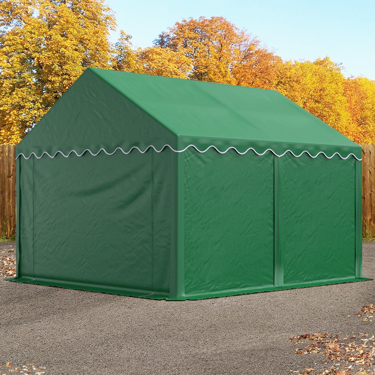 TOOLPORT 3x4m PVC lagertelt, mørkegrøn, med bundramme - (7245)