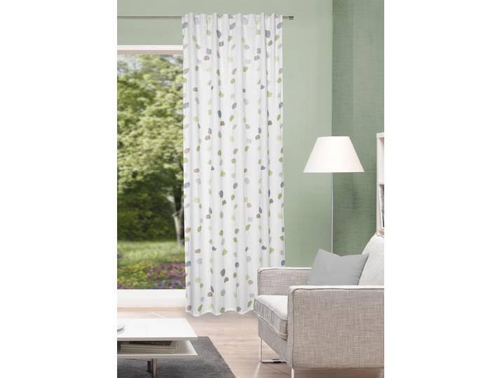 Vorhang HOME WOHNIDEEN EFFIE Gr. 1, grün, B:135cm H:245cm, Baumwolle, Polyester, Gardinen, Vorhang, Kombibandschal Dekostoff, bedruckt