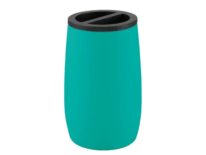 Gobelet brosse à dents Daily ABS caoutchouté / bambou Turquoise/Turquoise 7 x 12 x 7cm
