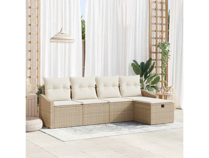 vidaXL Sofa Set 5 stk. Beige Poly-Rattan