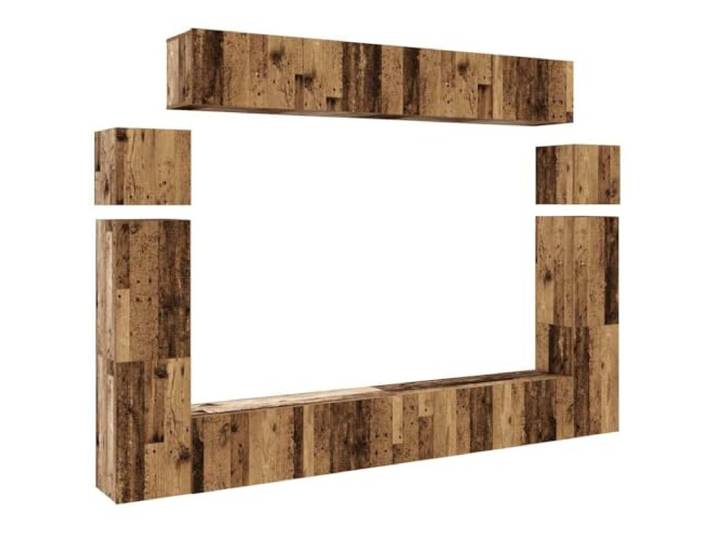 LMTYOENFG 8-TLG. TV-Schrank-Set Wandmontage Altholz-Optik Flexibles Hängeregal-Set aus robustem Holzwerkstoff schafft Ordnung und Stauraum im Wohnzimmer oder Jugendzimmer.