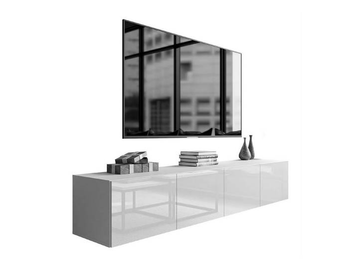 Lookway Lowboard COLGANTE 200 weiß Hochglanz RTV-Schrank mit LED, 200x40x36 cm