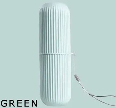 Uplifted Trends Gemini Said Portable Travel Toothbrush Holder & Toothpaste Storage Case Bathroom Organizer Cup green