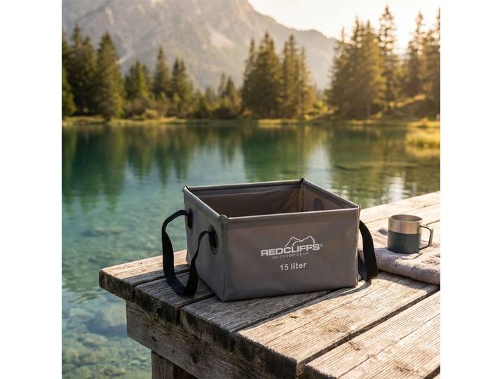 Faltbare Camping Waschwanne 15L, dunkelgrau
