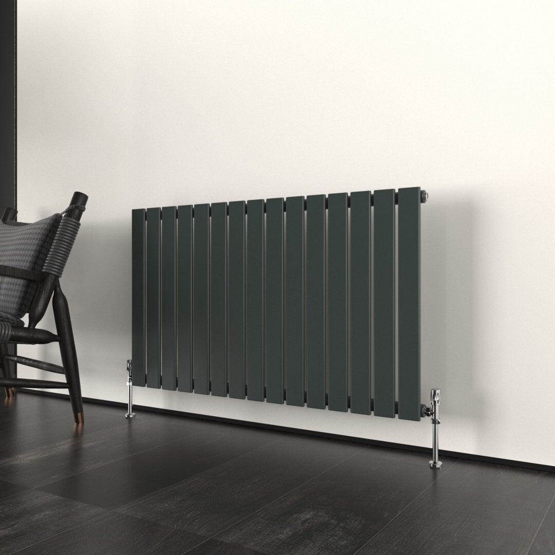 Ebern Designs Flat Panel Central Heating Designer Radiator Anthracite 60cm H x 102cm W x 4.6cm D