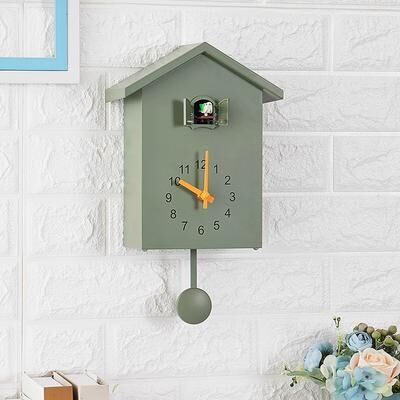 Daily Discovery Cuckoo Wall Clock Decorative Bird Wall Clock Modern Home Decor green