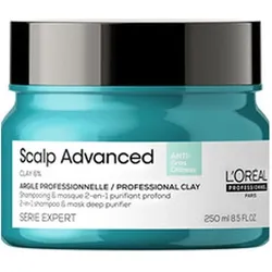 L'Oréal Professionnel, Shampoo, SCALP ADVANCED anti-oiliness 2-in1 shampoo & mask deep purifier clay 500 ml (Flüssiges Shampoo, 500 ml)