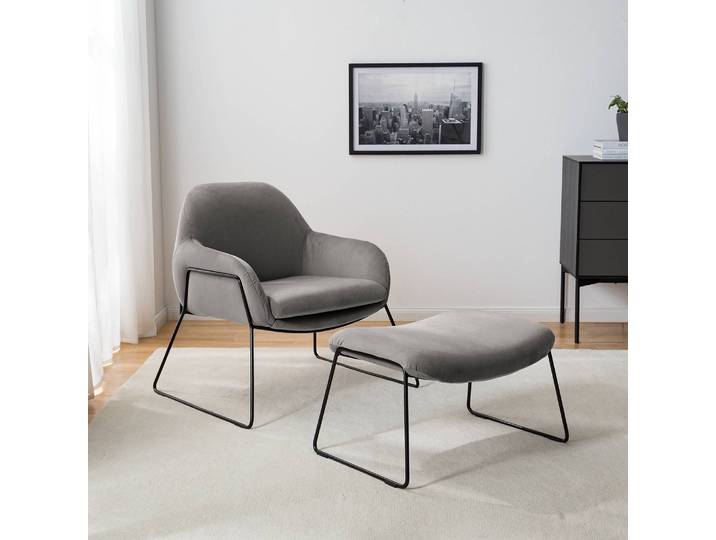 Repose-pieds Culin 69 x 43 x 48cm Gris Microfibre Sela: Gris