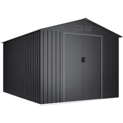 Wasabi - Gartenhaus Metall 8,08m2 Light Anthracite – 258 x 313 x 202cm - Doppelte Schiebetür - Lüftungsgitter – Geräteschuppen XXL –Gerätehaus Outdoor