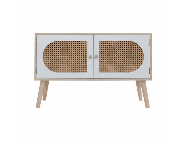 Buffet bas 2 portes en bois blanc et marron