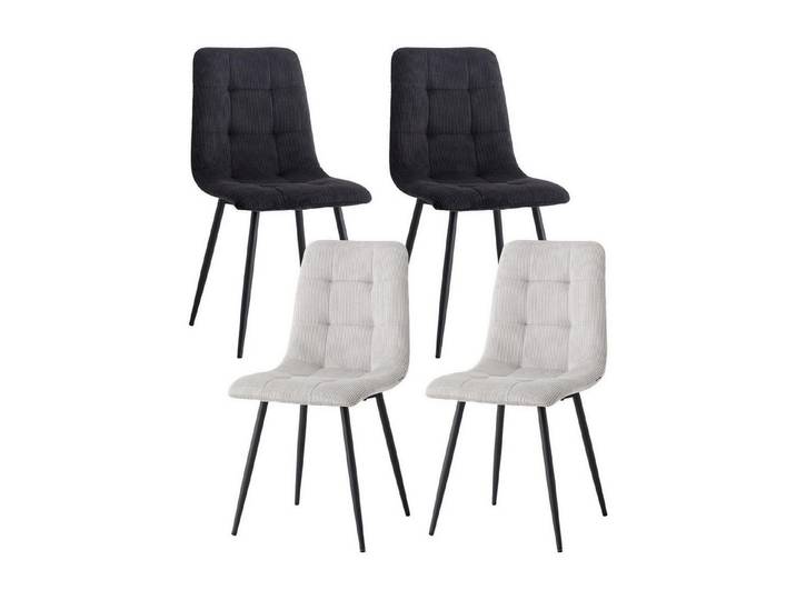 LuxusKollektion Esszimmerstuhl Esszimmerstühle 4er Set Cordstoff Metallbeine Küche Bk1+lg 4er-Set