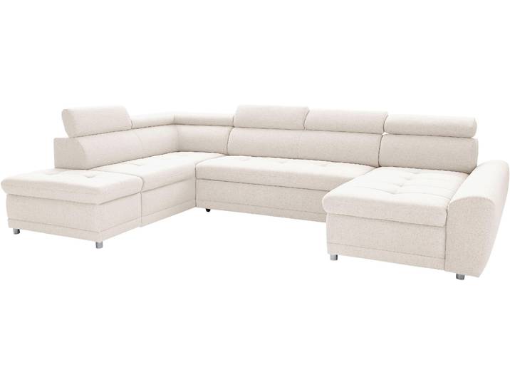 Wohnlandschaft, Struktur, Beige, 337×95×92 cm, U-Form, mit Bettfunktion, Modern, Sit&More