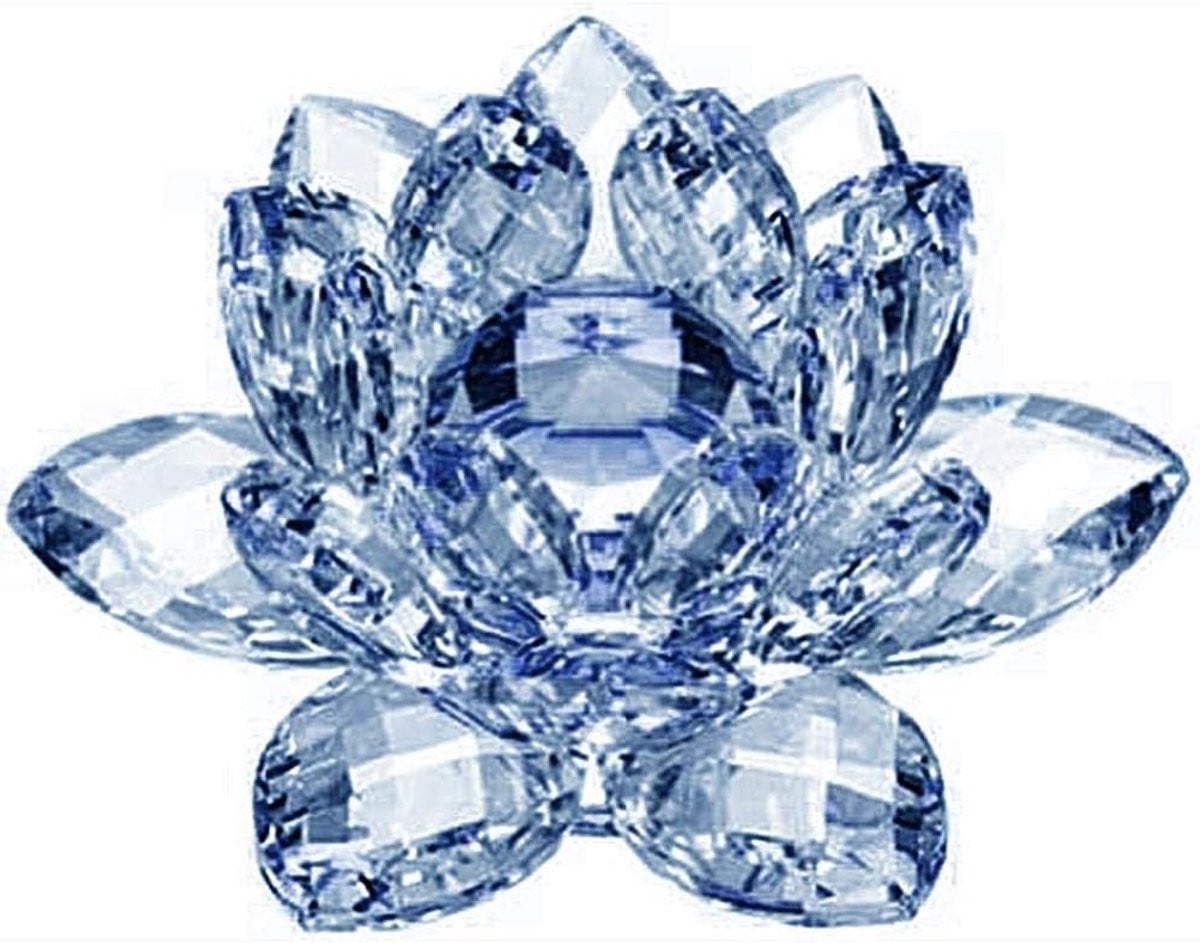 Handgemaakte blauwe kristallen bloem ornamenten voor huisdecoratie (80mm)