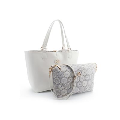 Tragetasche GATTINONI "Teodosia Reversible Medium Shopping Bag Damen", Damen, Gr. B/H/T: 15cm x 28cm x 15cm onesize, weiß (alabaster), PVC, Polyurethan, Taschen, Tragetasche Damen, Shopper, Strandtasche, Fashion, Lifestyle, Sale