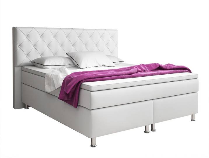 inter Boxspringbett Turin mit 7 Zonen Taschenfederkernmatratzen und Topper (180x200 cm, Weiß mit 7 Zonen Taschenfederkernmatratzen und Topper), Taschenfederkern-Komfort, gepolstertes Kopfteil, inklusive Matratzen