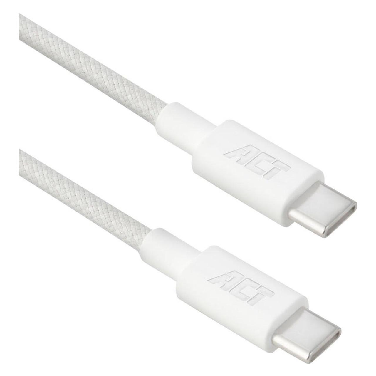 ACT USB 2.0 60W charging/data cable USB-C to USB-C, white, 1 meter (1 m, USB 2.0, 60 W) (AC3080)
