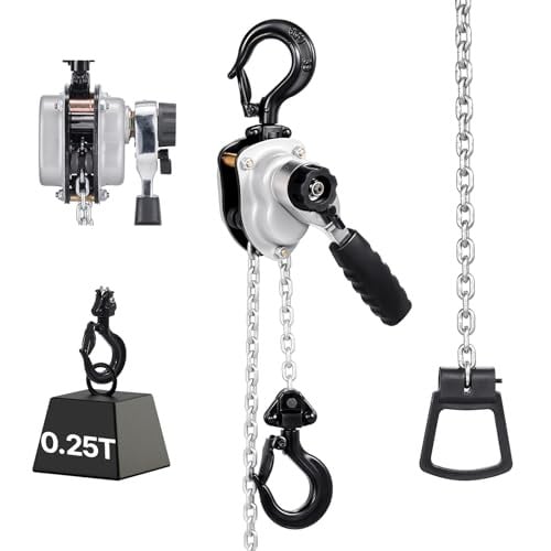 VEVOR Handmatige kettingtakel met hendel, 250 kg capaciteit, 3 m G80 stalen legering ketting, zilver