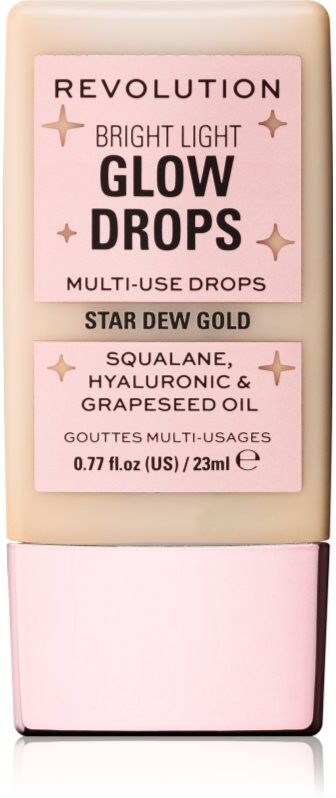 Revolution Bright Light Glow Drops liquid highlighter shade Golden Star Dew 23 ml