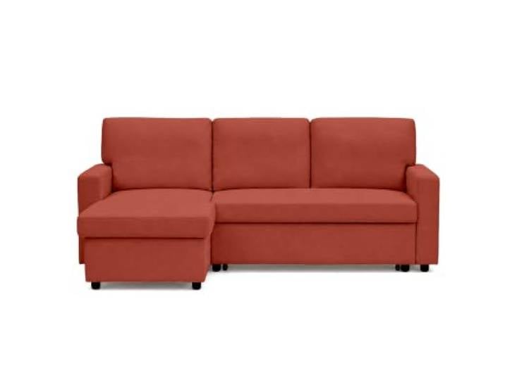 Best Möbel Meiya - 4-Sitzer-Wendeecksofa Schlaffunktion und Bettkasten aus Stoff Terrakotta