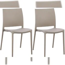 CLP 2er Set Gartenstühle Meton Kunststoff HBT: 81x42x49 cm taupe