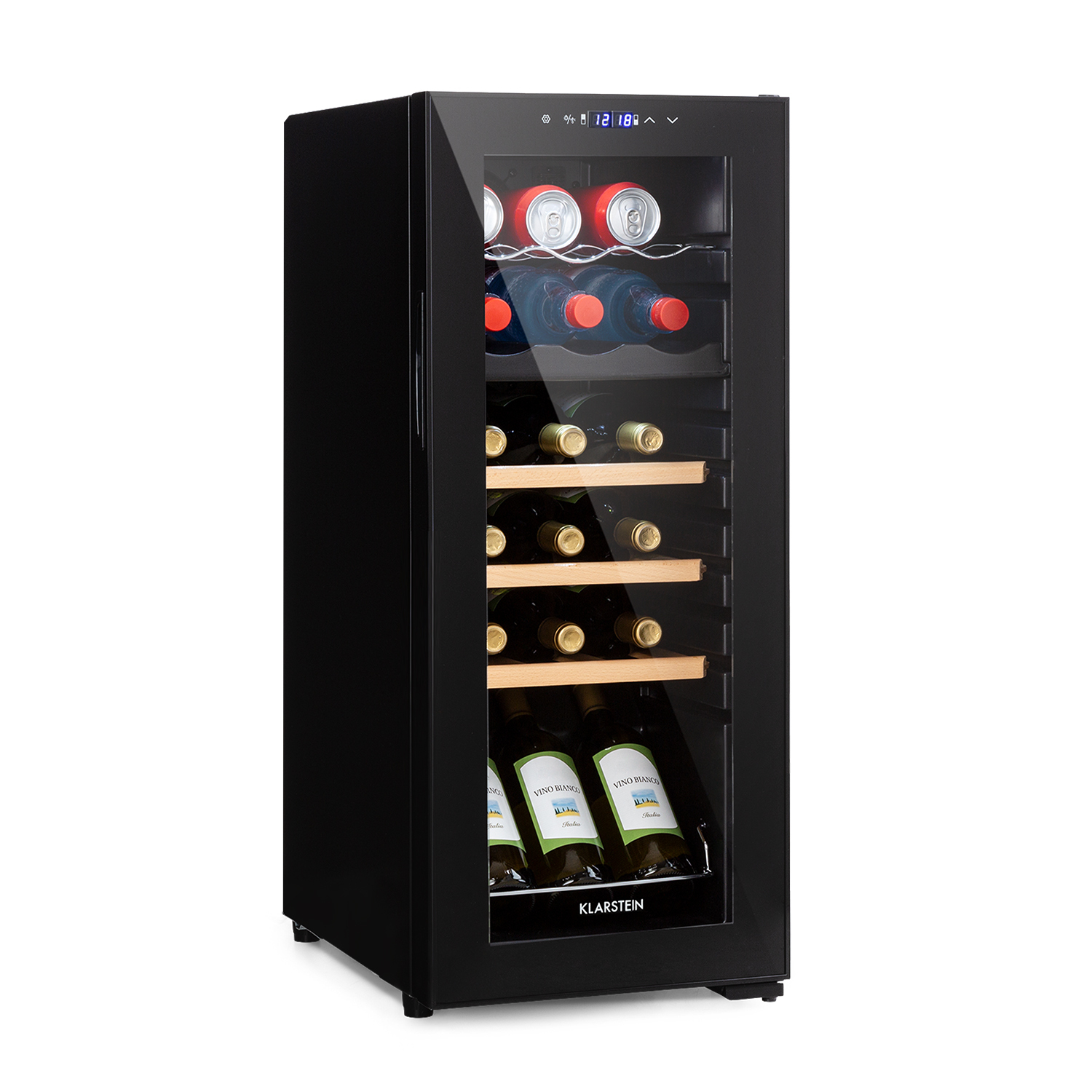 Klarstein Bovella 18 Duo+ Zweizonen-Weinkühlschrank 50l 18 Fl. Glastür