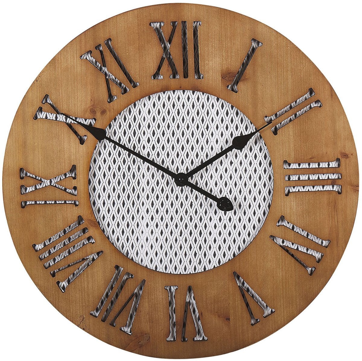 CUILCO Wandklok - Donkere houtkleur - Dennenhout - Analoog - Wandmontage