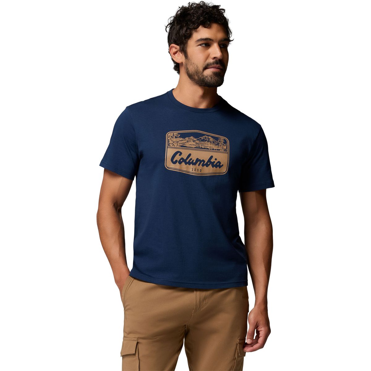Columbia Men's CSC Seasonal Graphic T-shirt collegiate navy, hex woodblock badge (465) M 215503-2155031-465-M