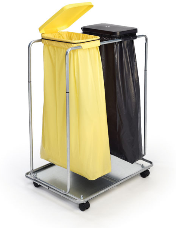 B2B Partner Mobiler Müllsackständer 70 / 120 l, schwarz + gelb 750 x 510 x 1020 mm
