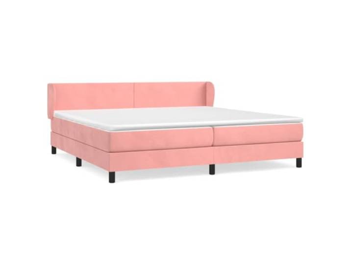 PUGYNBK Boxspringbett, Samt, Rosa, 200 x 200 cm Verstellbares Kopfteil, Taschenfederkerne, mittlere Festigkeit, weicher Schutz