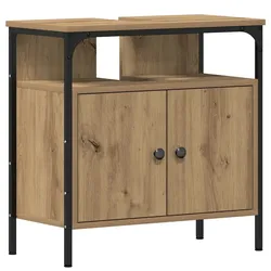 Helloshop26 - Badezimmer-Waschtisch mit ästhetischem Stauraum 60 x 30 x 60 cm Eichenholzoptik handgefertigt