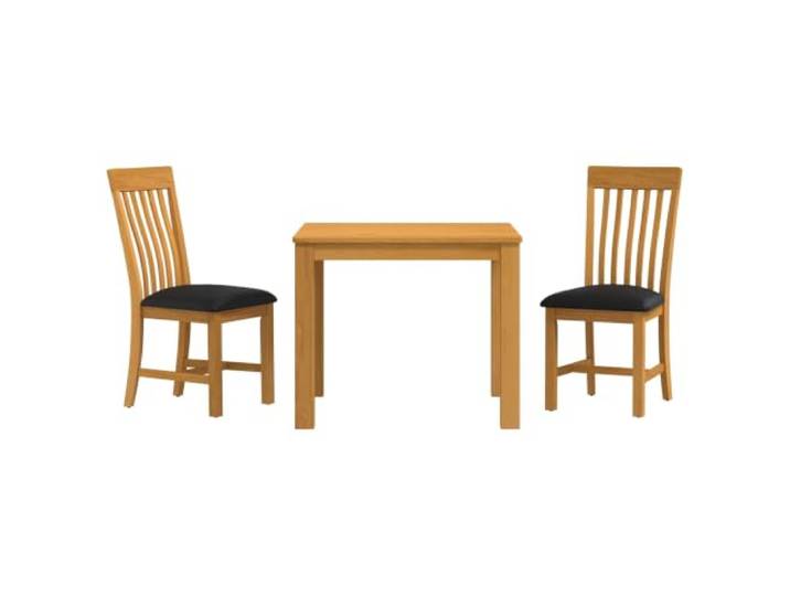 3-teiliges Esszimmer-Set, schwarz, Eichenholz, massiv, mit 2 gepolsterten Minimalistisches Design, stabile Beine, bequemer Sitz, pflegeleicht, moderne Küche