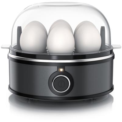 Arendo Eierkocher für bis zu 7 Eier, 350 W, 3 Härtegrade, Einsätze für pochierte Eier und Omelett, Signalton, Cool Grey