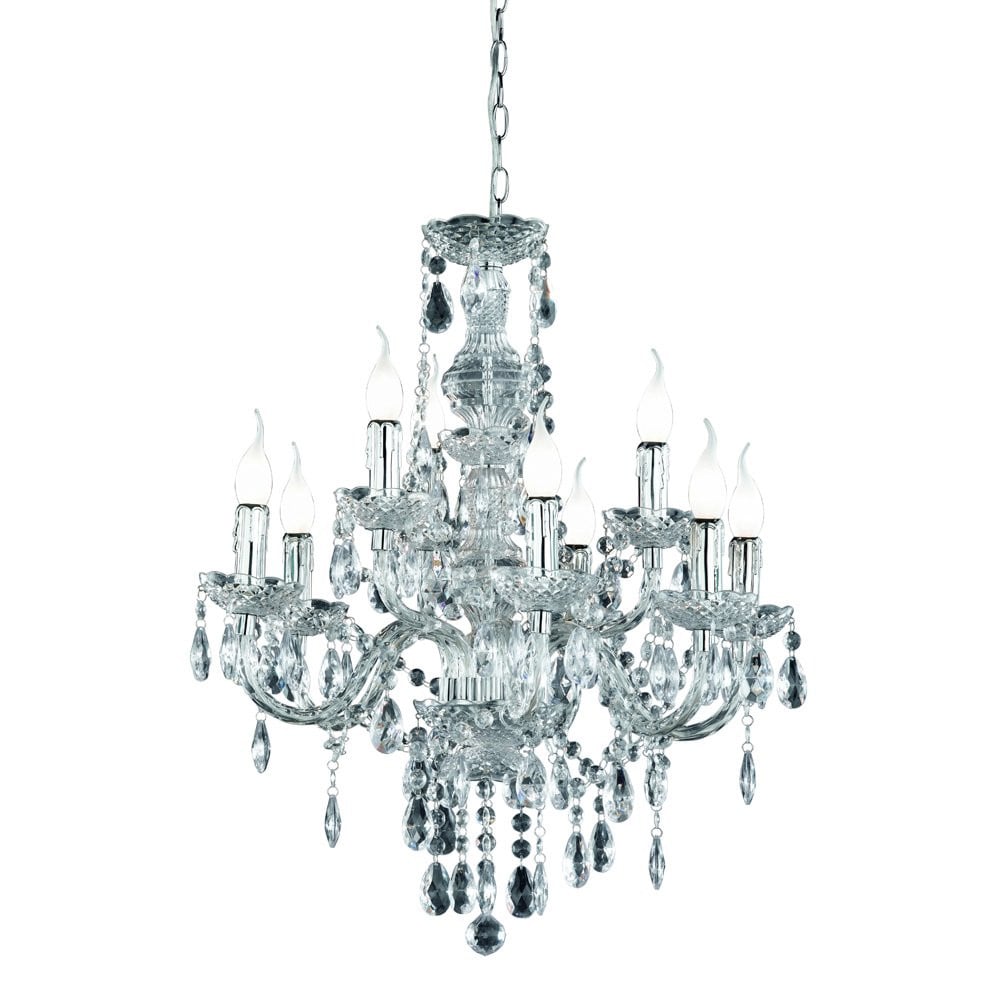 Trio Luster Crystal Kroonluchter - 9-lichts - Transparant - Diameter: 61 cm