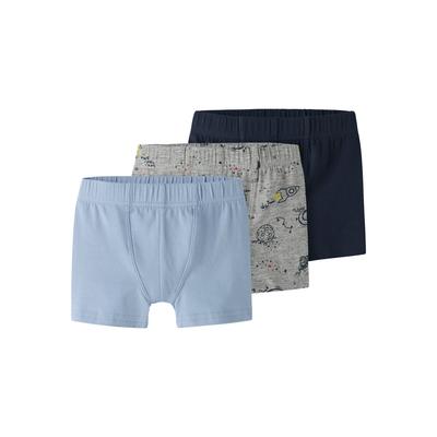 Trunk NAME IT "NMMTIGHTS 3P GREY SPACE NOOS", Jungen, Gr. 104, 3 Stk., bunt (grau melange), Jersey, Obermaterial: 95% Baumwolle, 5% Elasthan, eng, Unterhosen