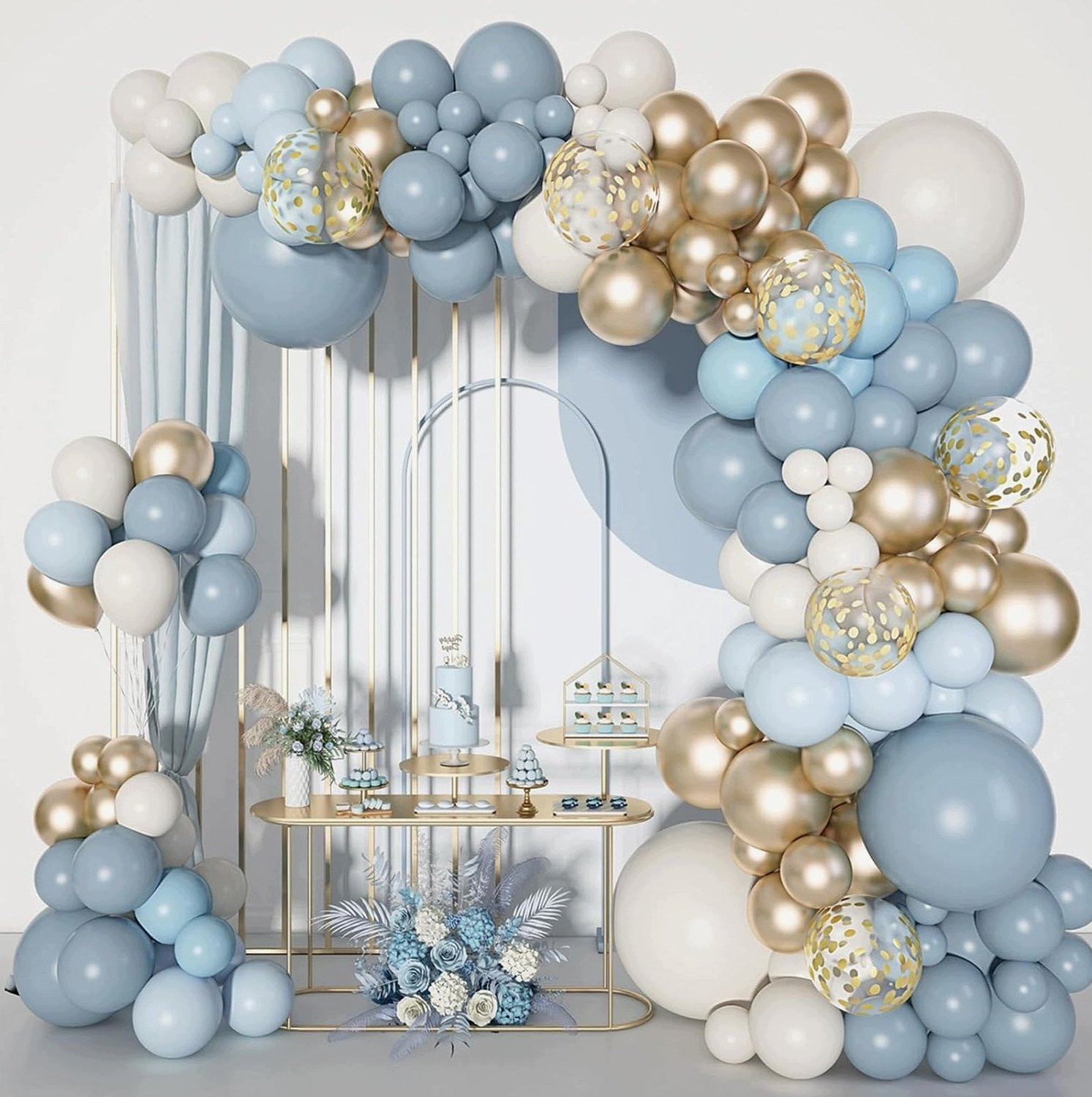 105-delige Ballonnen Set Blauw Goud voor Feestdecoratie