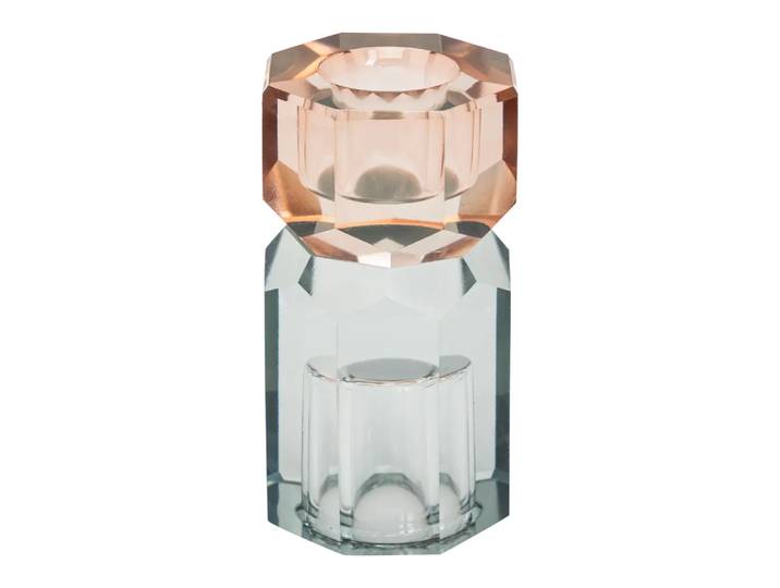 Kerzenständer Olina, Byyu, orange/grau, Glas