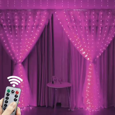 Inspire Curations 3M 6M Festive USB Fairy Curtain Lights pink 3x2m 200leds